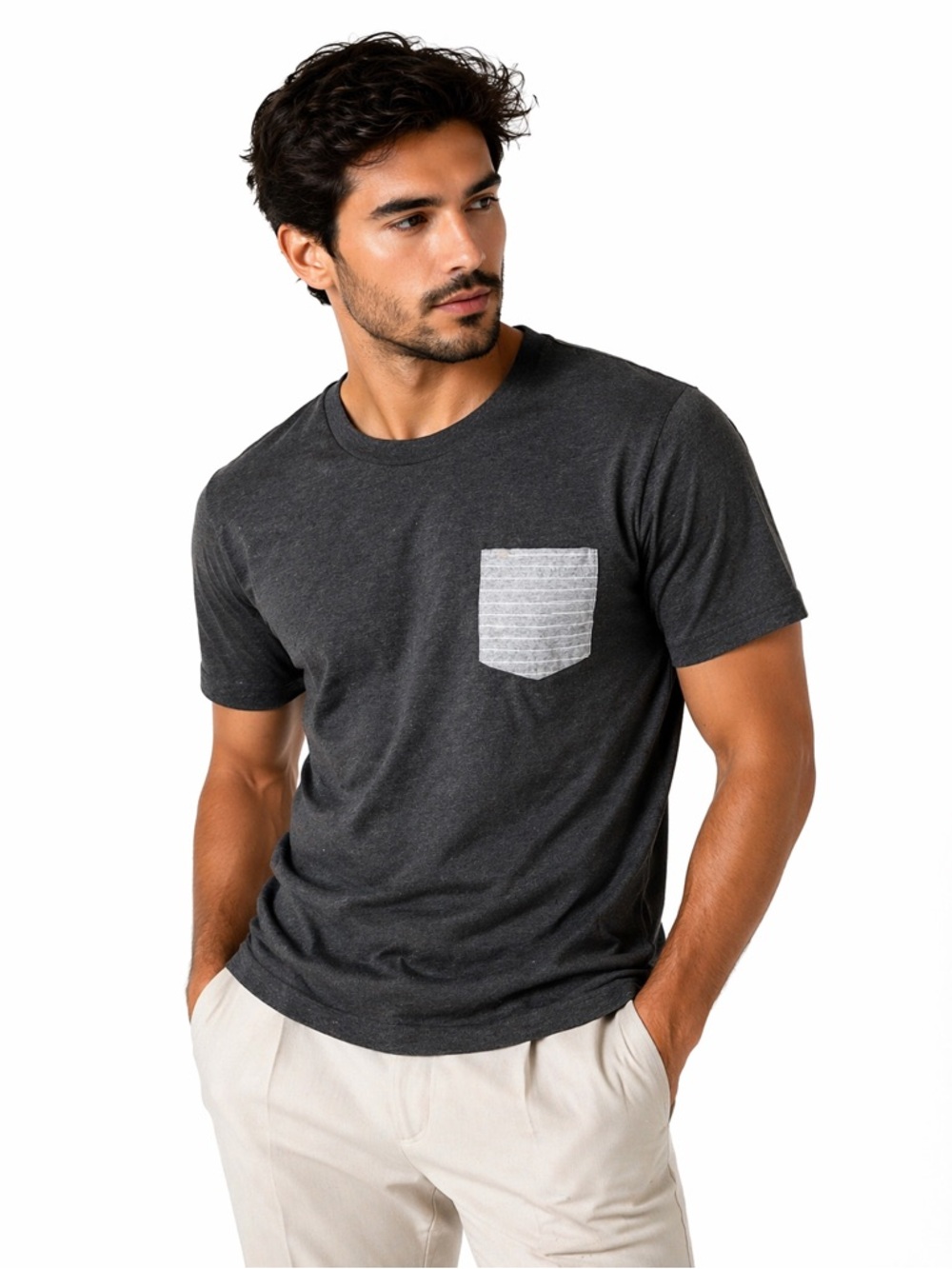 Abercrombie & Fitch men’s T-shirt muscle fit Sz S dark gray pocket on front